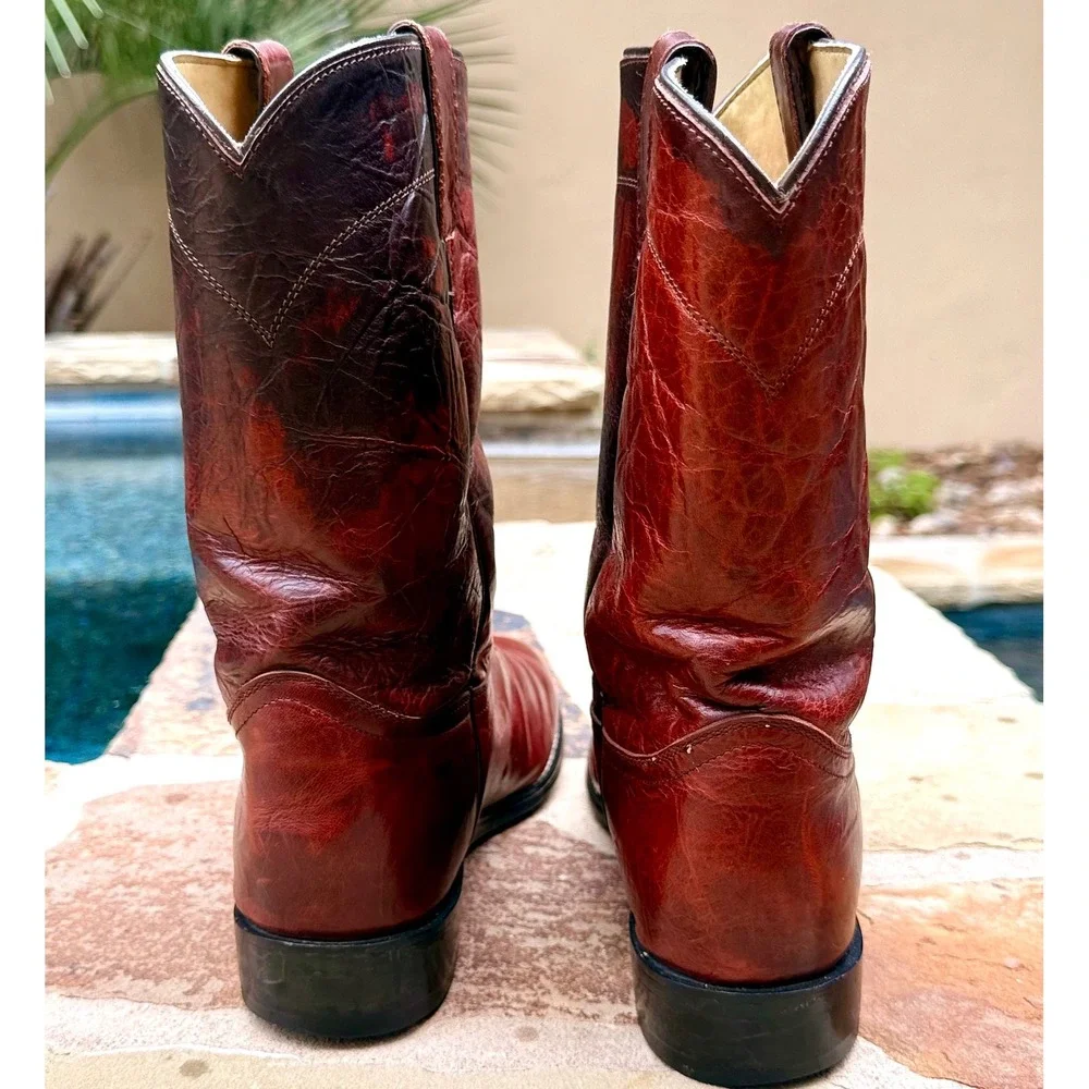 Diamond J Men's 8.5D Oxblood Burgundy Leather Western Cowboy Boots‎